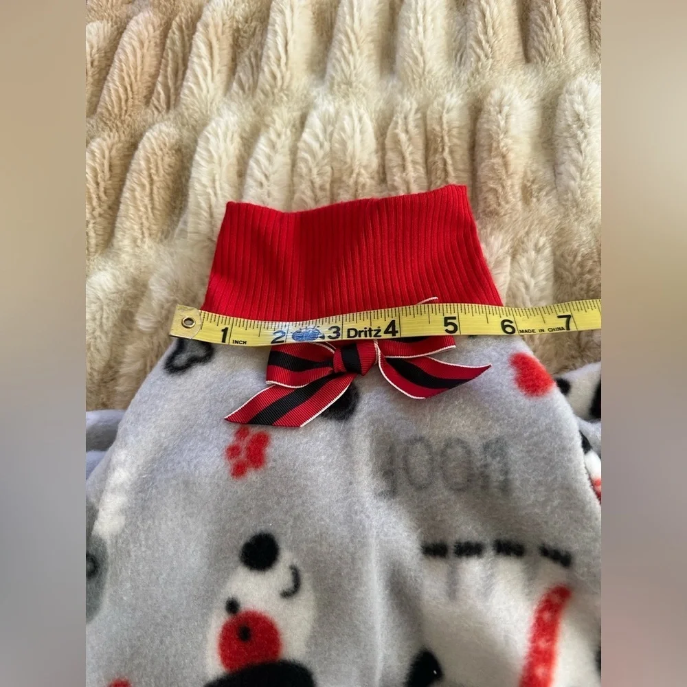 Cozy Snow Pup Fleece Dog Pajamas | Medium Dog Outfit | Holiday Loungewear